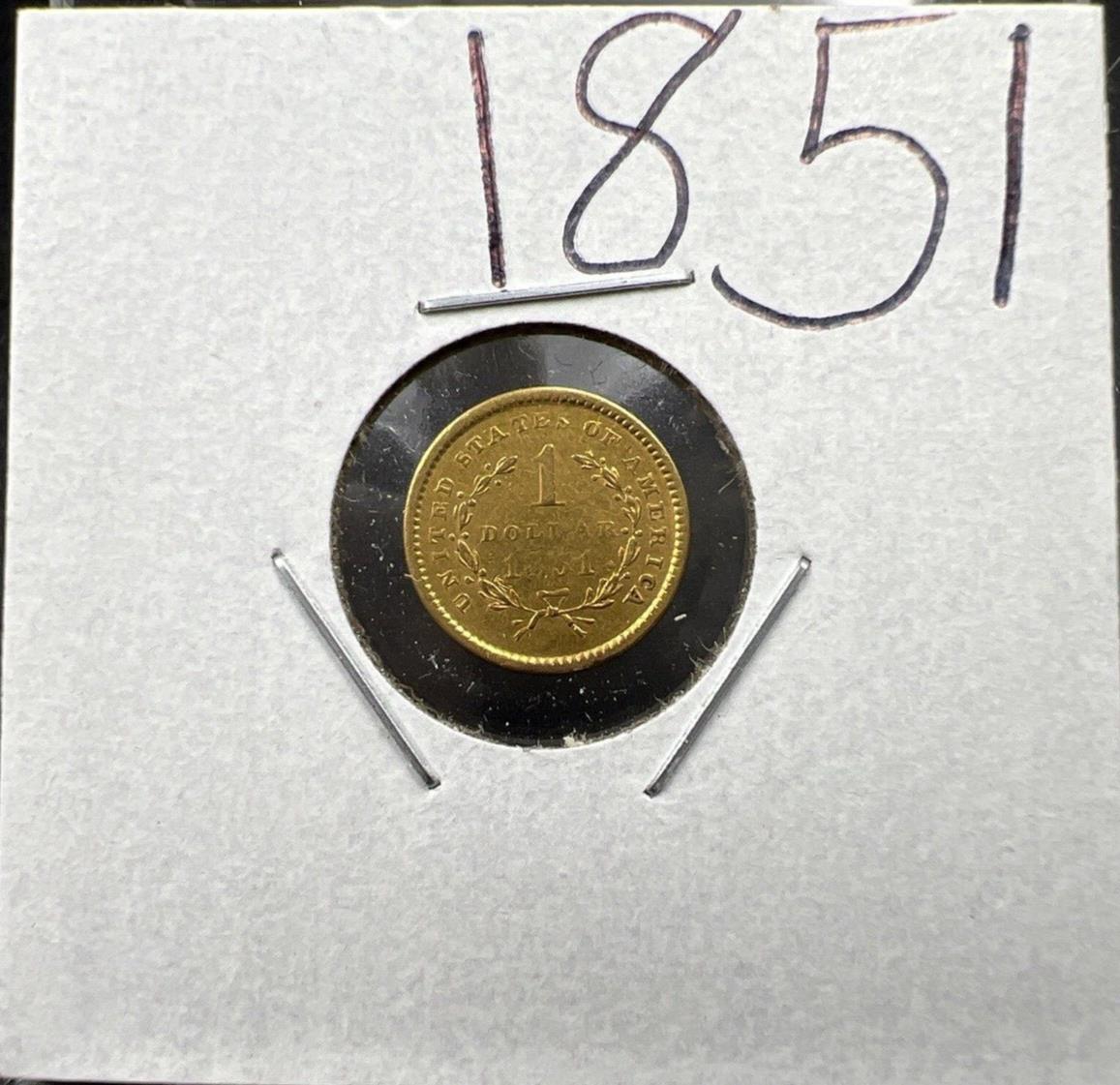 1851 Liberty Head Type I Gold Dollar $1 XF Details Ex Jewelry