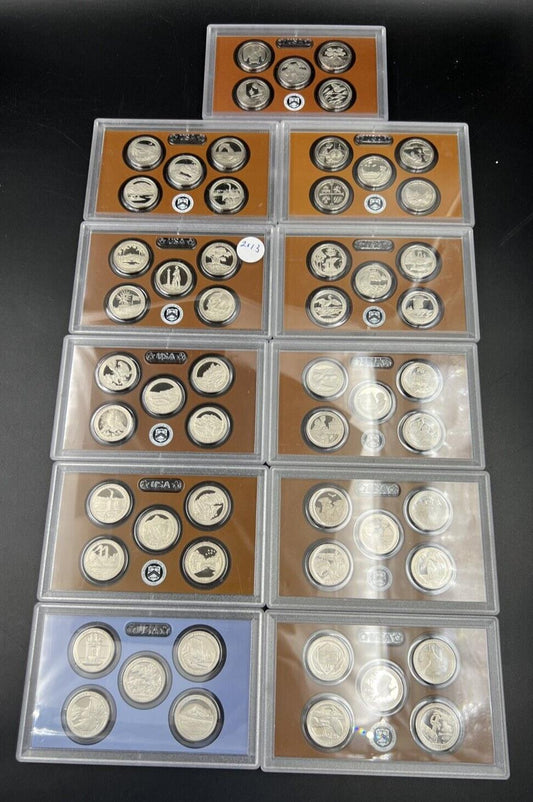 Complete 2010 - 2020 ATB 25c Clad Proof Set 55 Coins in Plastic Proof Set Panels