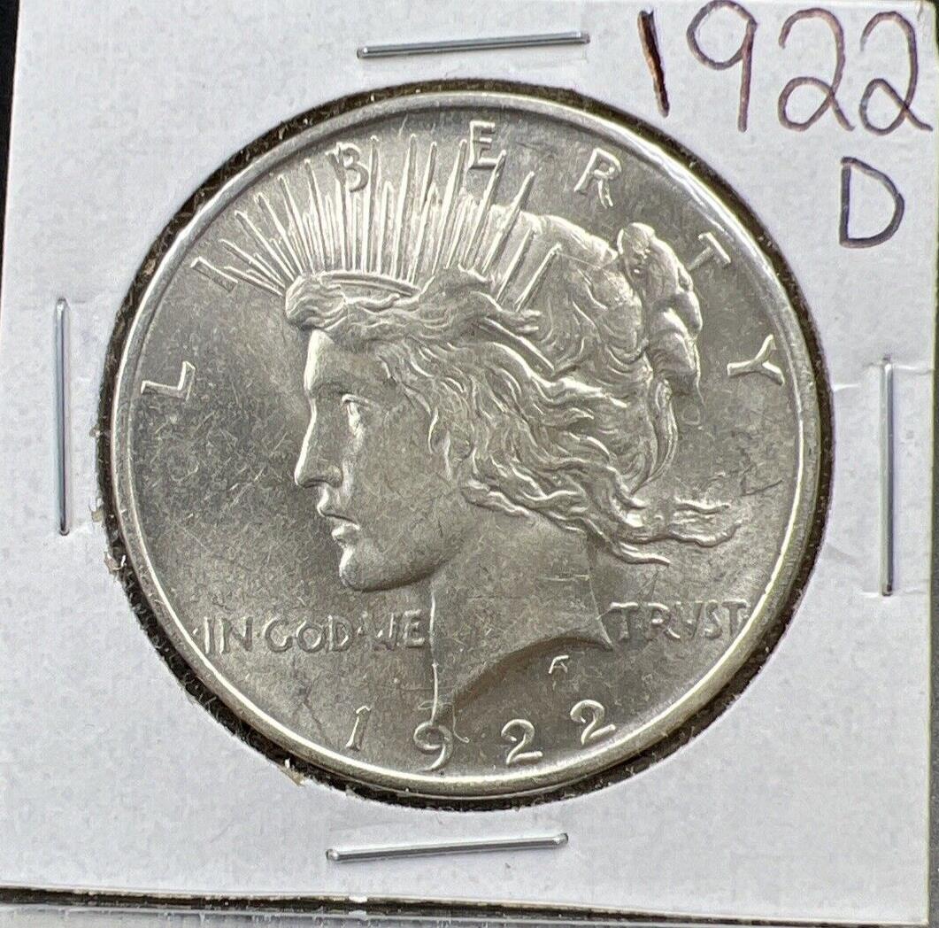 1922 D $1 Peace Silver Dollar Coin BU Unc Details hairlines