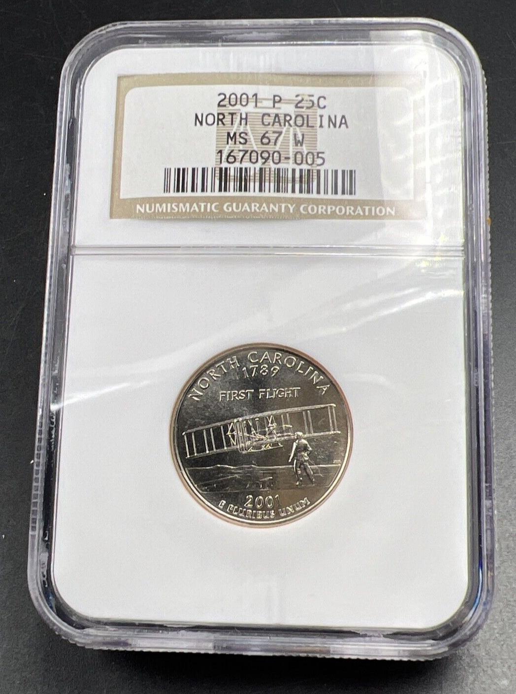 2001 P North Carolina State Statehood Quarter Coin MS67 NGC #005 W Holder