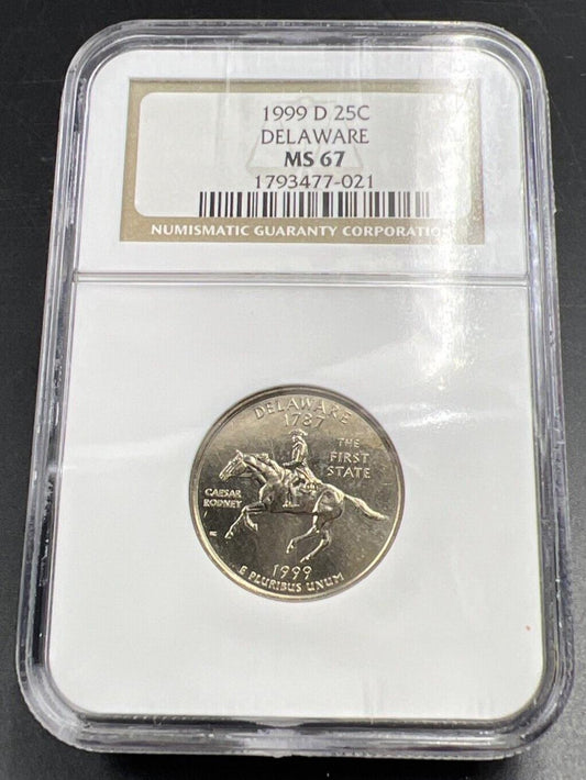 1999 D DELAWARE State Statehood Quarter Coin MS67 NGC Brown Label Holder #021