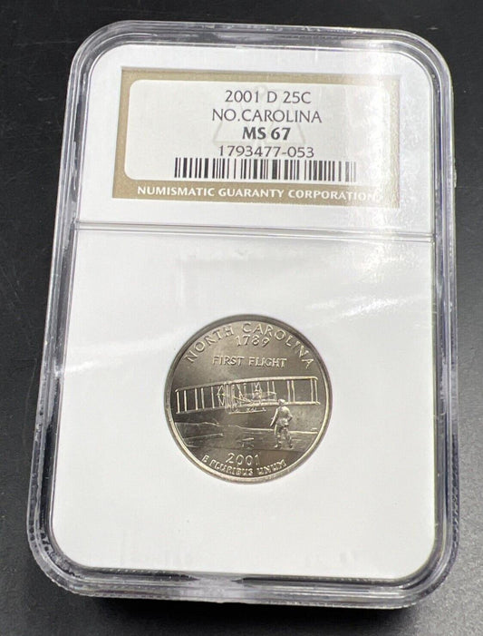 2001 D North Carolina State Statehood Quarter Coin MS67 NGC #053