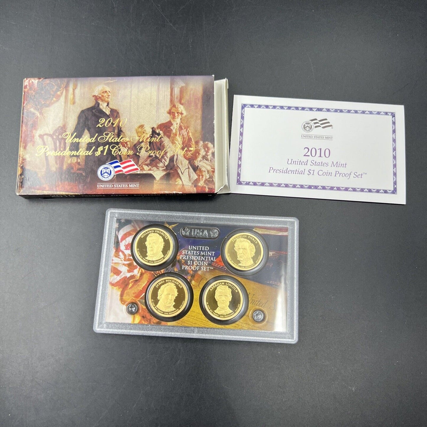 2010 US Mint Presidential 1$ Dollar 4 Coin Proof Set Complete With Box & COA OGP