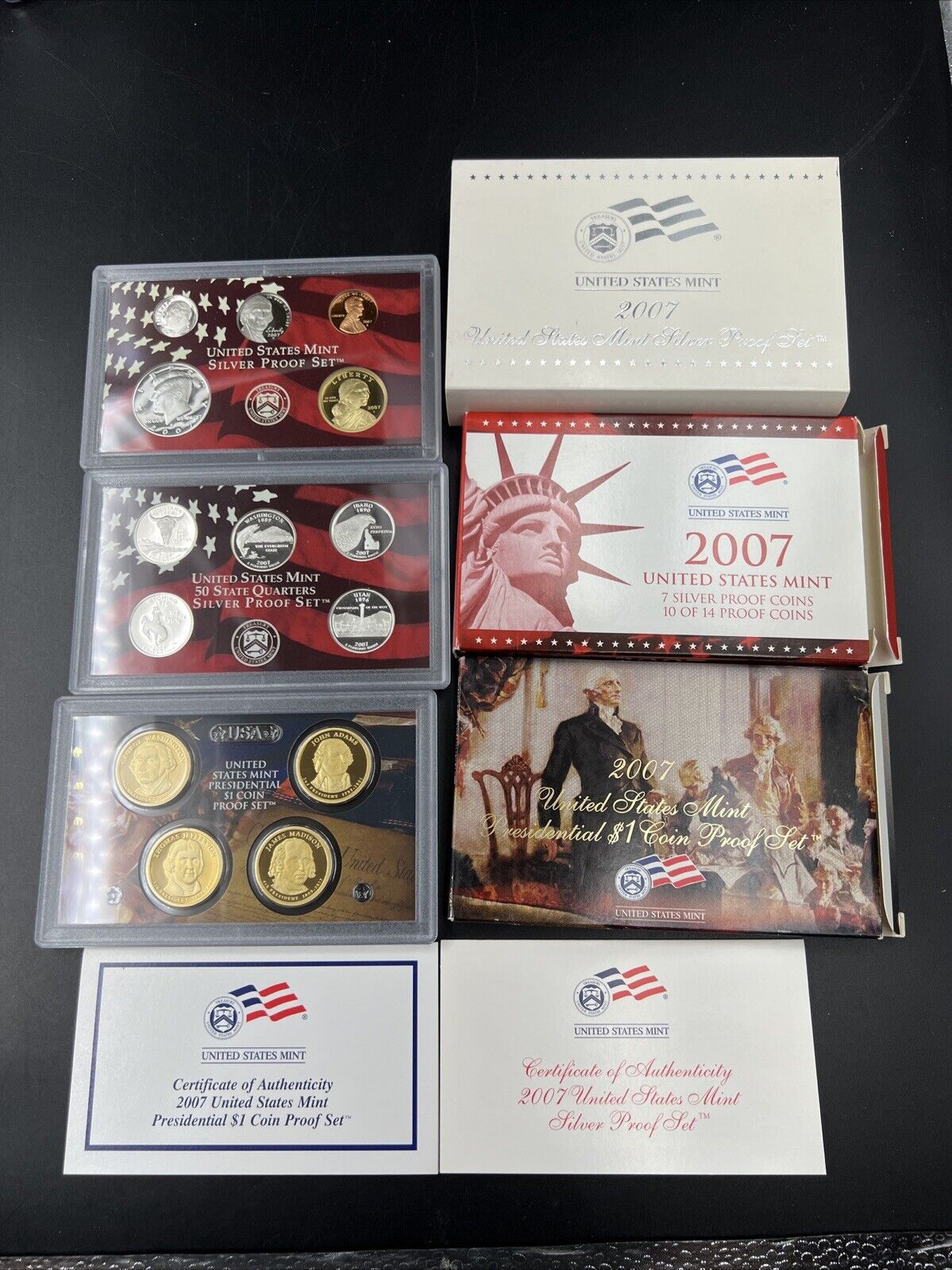 2007 14 Coin Silver Proof Set OGP w/ Presidential Dollars