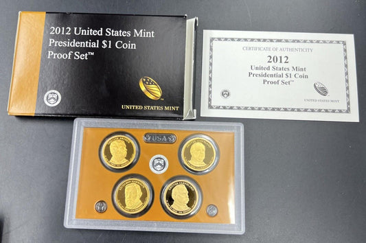 2012 US Mint Presidential 1$ Dollar Coin Proof Set Complete With Box & COA OGP