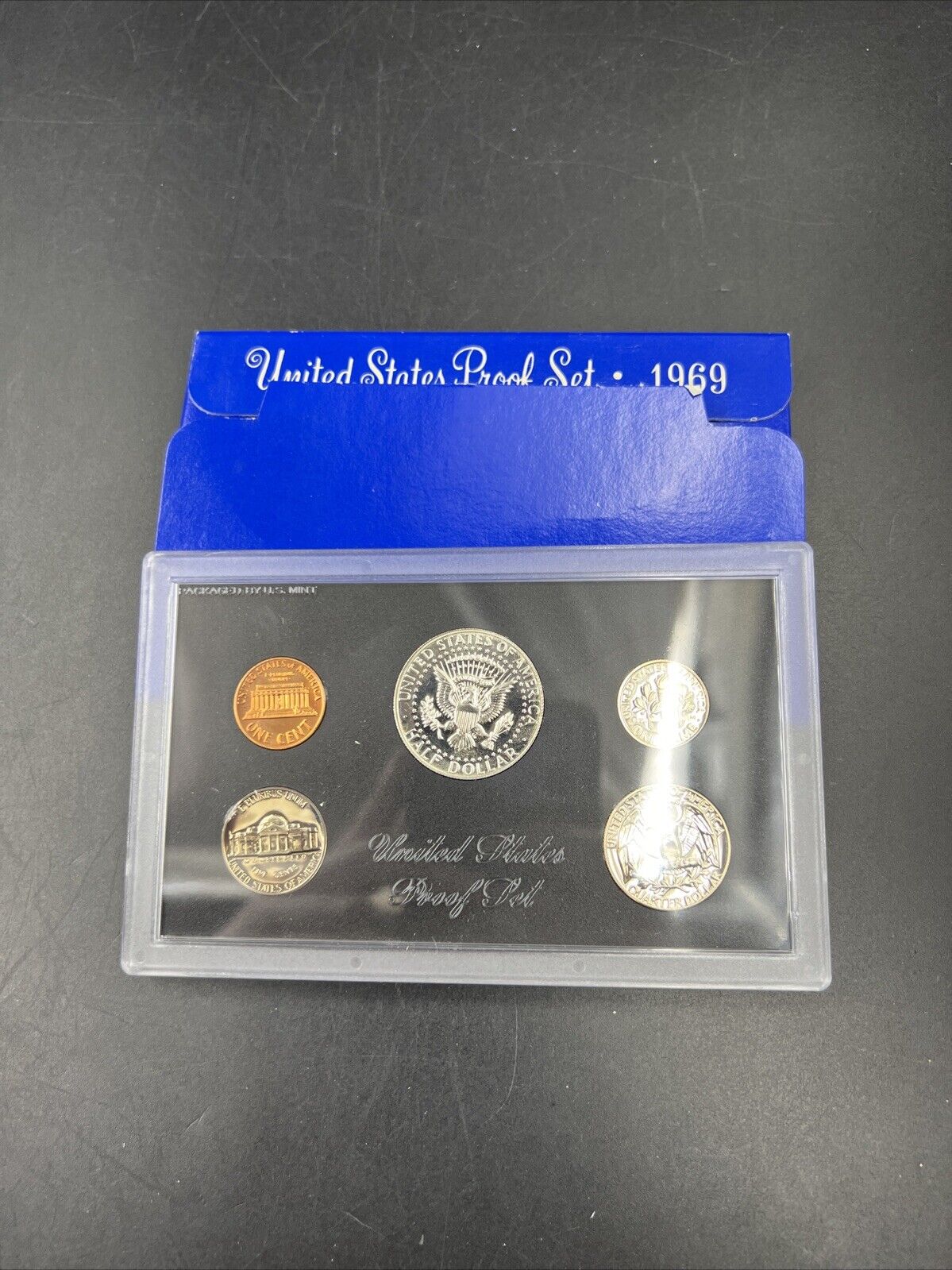 1969 S 5 Coin US Mint Proof Set OGP w/ 40% Silver Kennedy Half