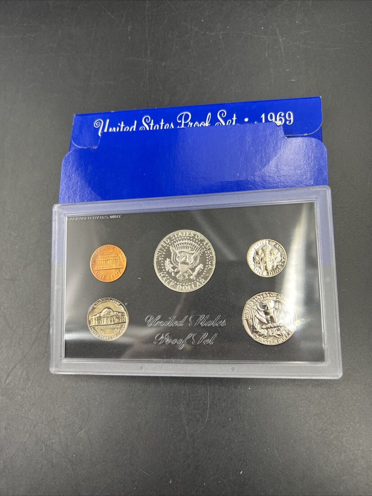 1969 S 5 Coin US Mint Proof Set OGP w/ 40% Silver Kennedy Half