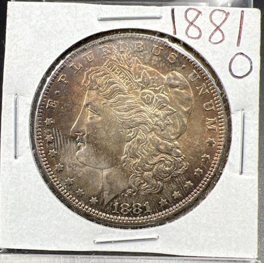 1881 O $1 Morgan Silver Dollar BU Unc Neat Toning Toner