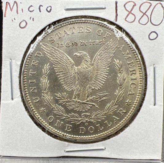 1880 $1 O Micro O Morgan Silver Dollar VAM AU About UNC