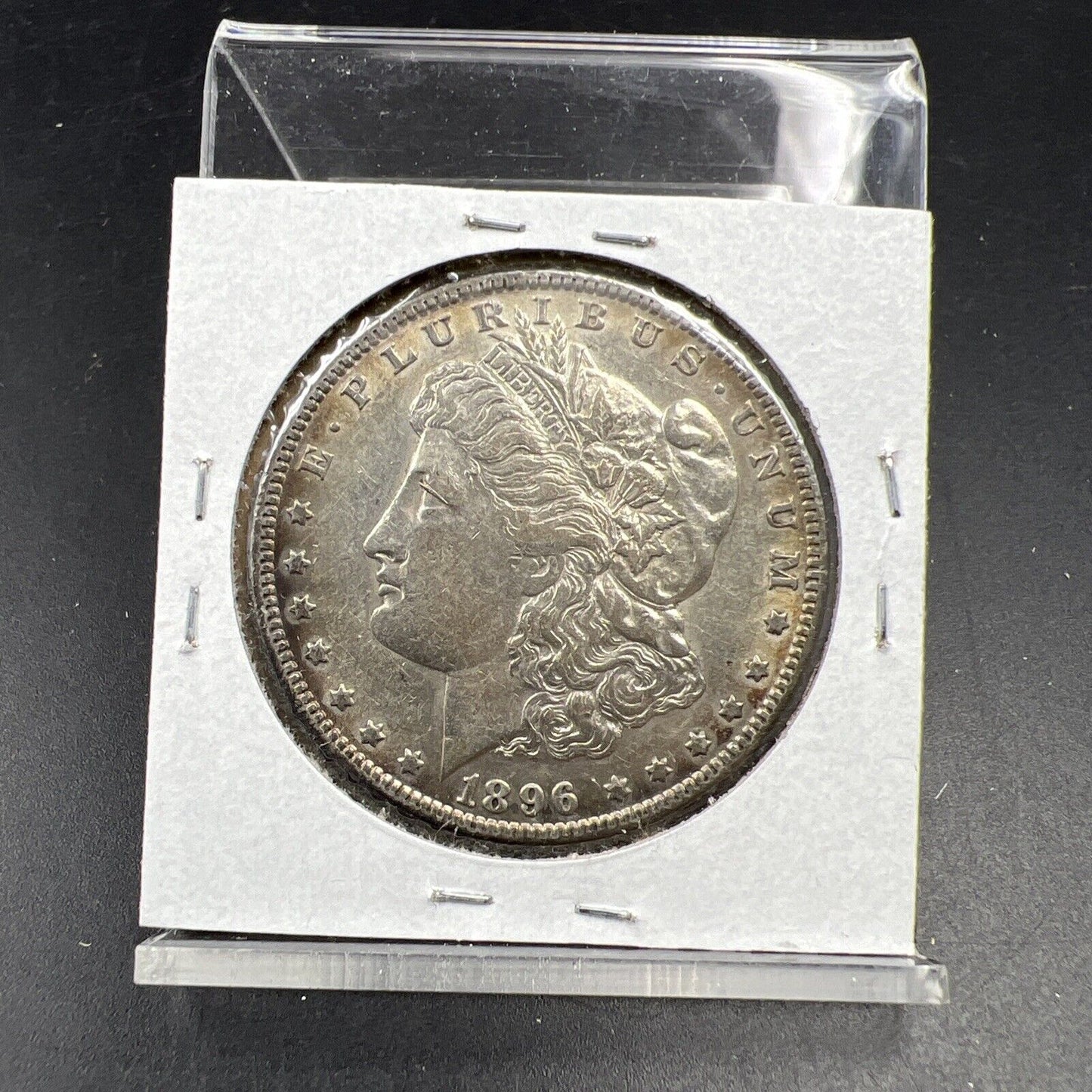 1896 O $1 Morgan Silver Dollar Coin AU About UNC Neat Toning Reverse