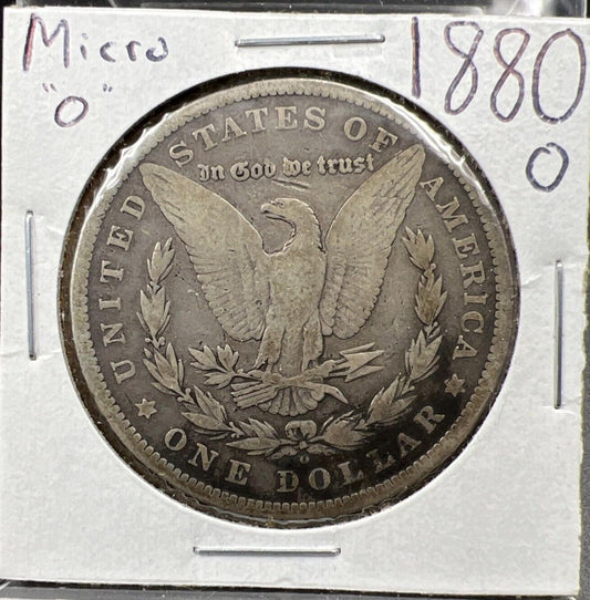 1880 O $1 Morgan Silver Dollar Coin Micro O VAM Variety VG Circ