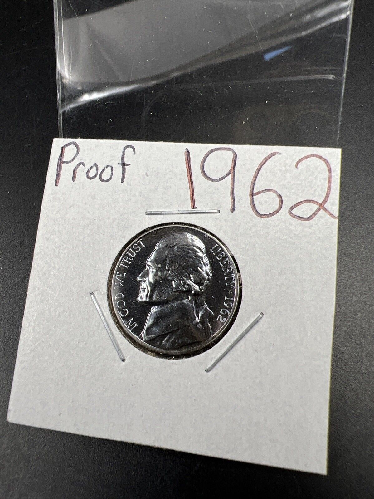 1962 5c Proof Jefferson Nickel Coin Neat Blue Toning