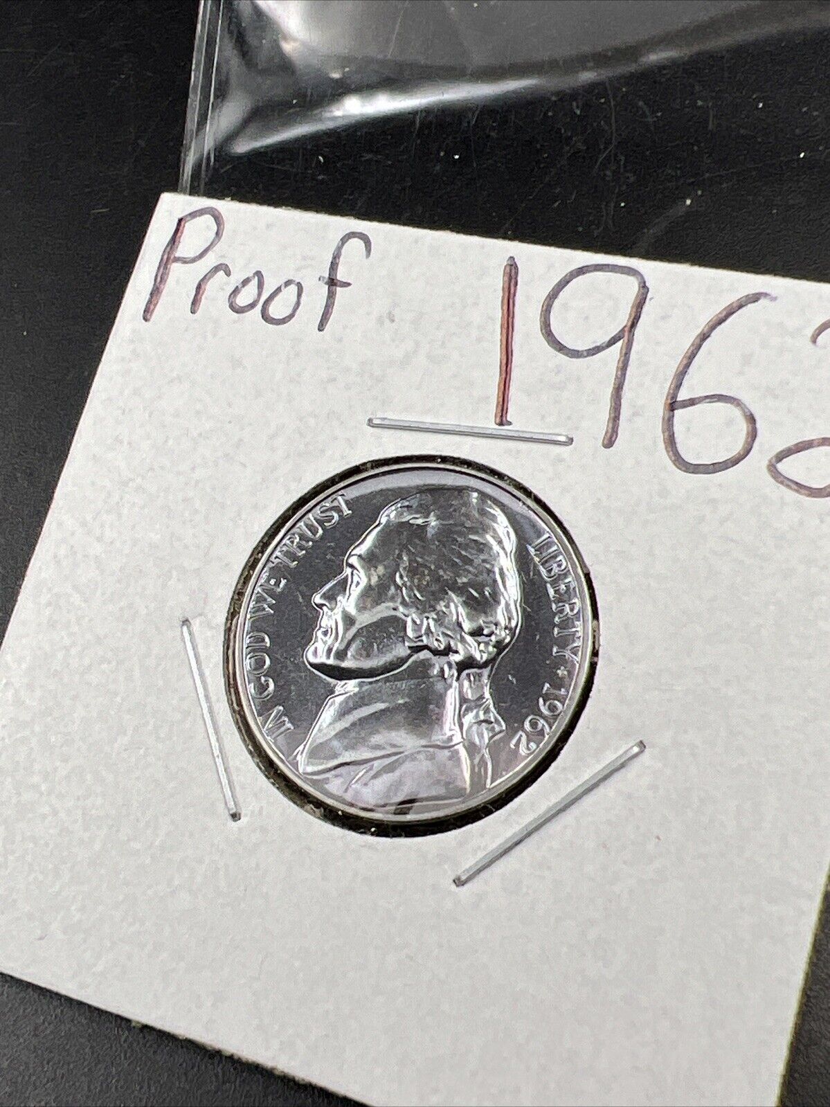 1962 5c Proof Jefferson Nickel Coin Neat Blue Toning