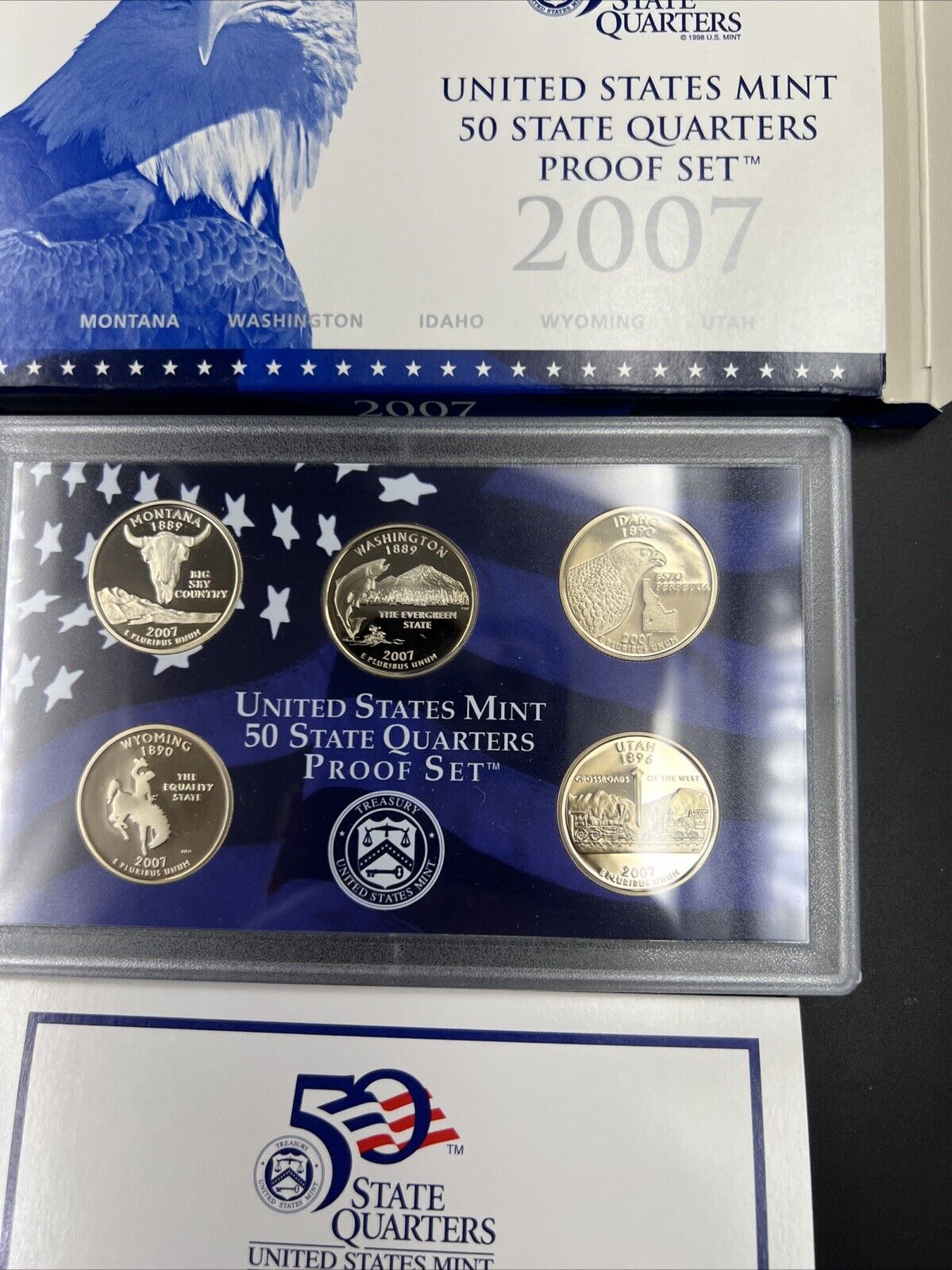 2007 S US Mint Statehood Quarter Proof CLAD 5 Coin Set Box COA OGP