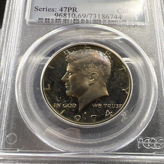 Purple Hair Toner 1974 S Clad Kennedy Proof Half Dollar Coin PCGS PR69 Dcam #744