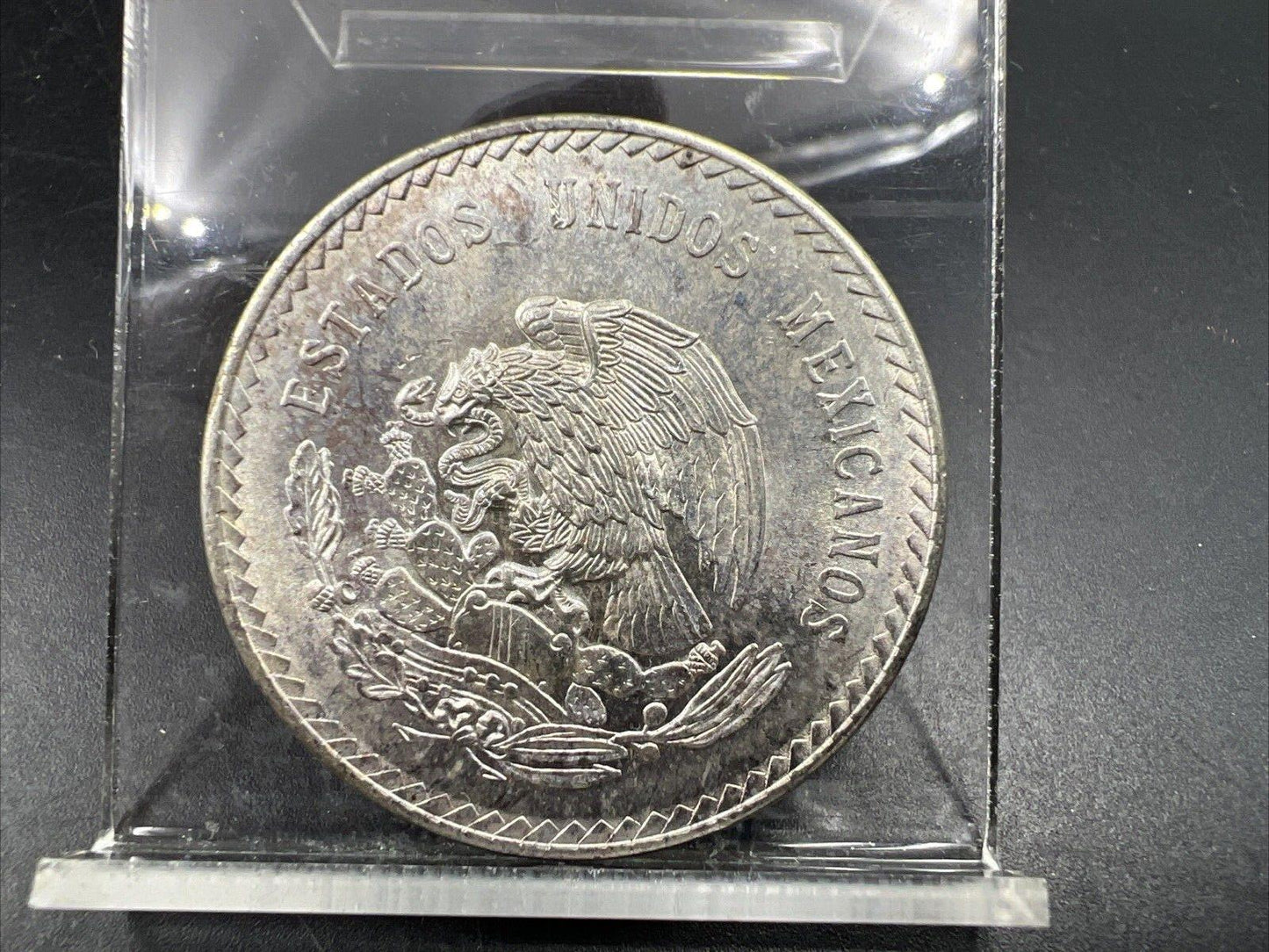 Mexico Cinco 5 Pesos 1948 Cuauhtemoc Last Aztec Emperor Silver Coin Gem BU Toner