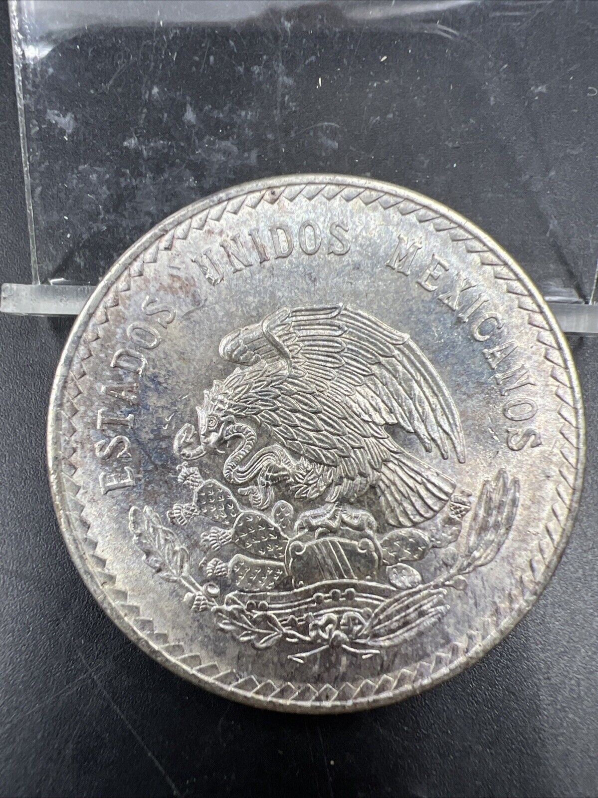 Mexico Cinco 5 Pesos 1948 Cuauhtemoc Last Aztec Emperor Silver Coin Gem BU Toner