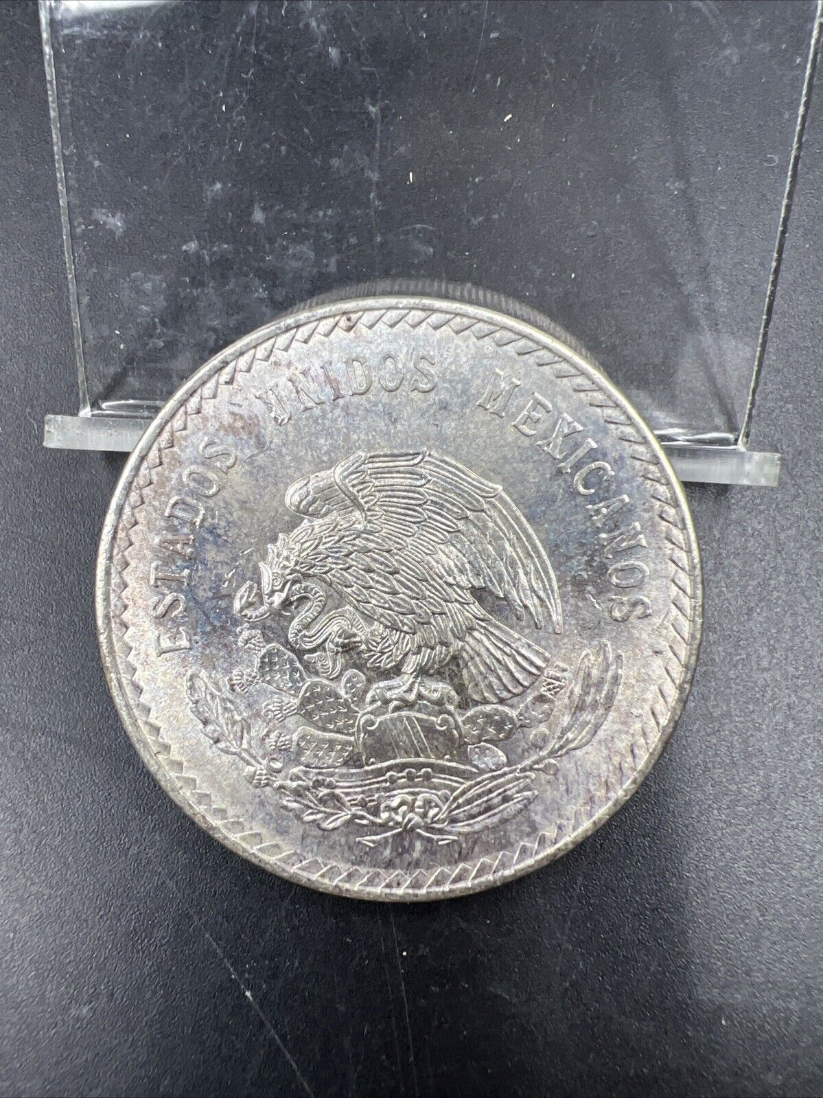 Mexico Cinco 5 Pesos 1948 Cuauhtemoc Last Aztec Emperor Silver Coin Gem BU Toner