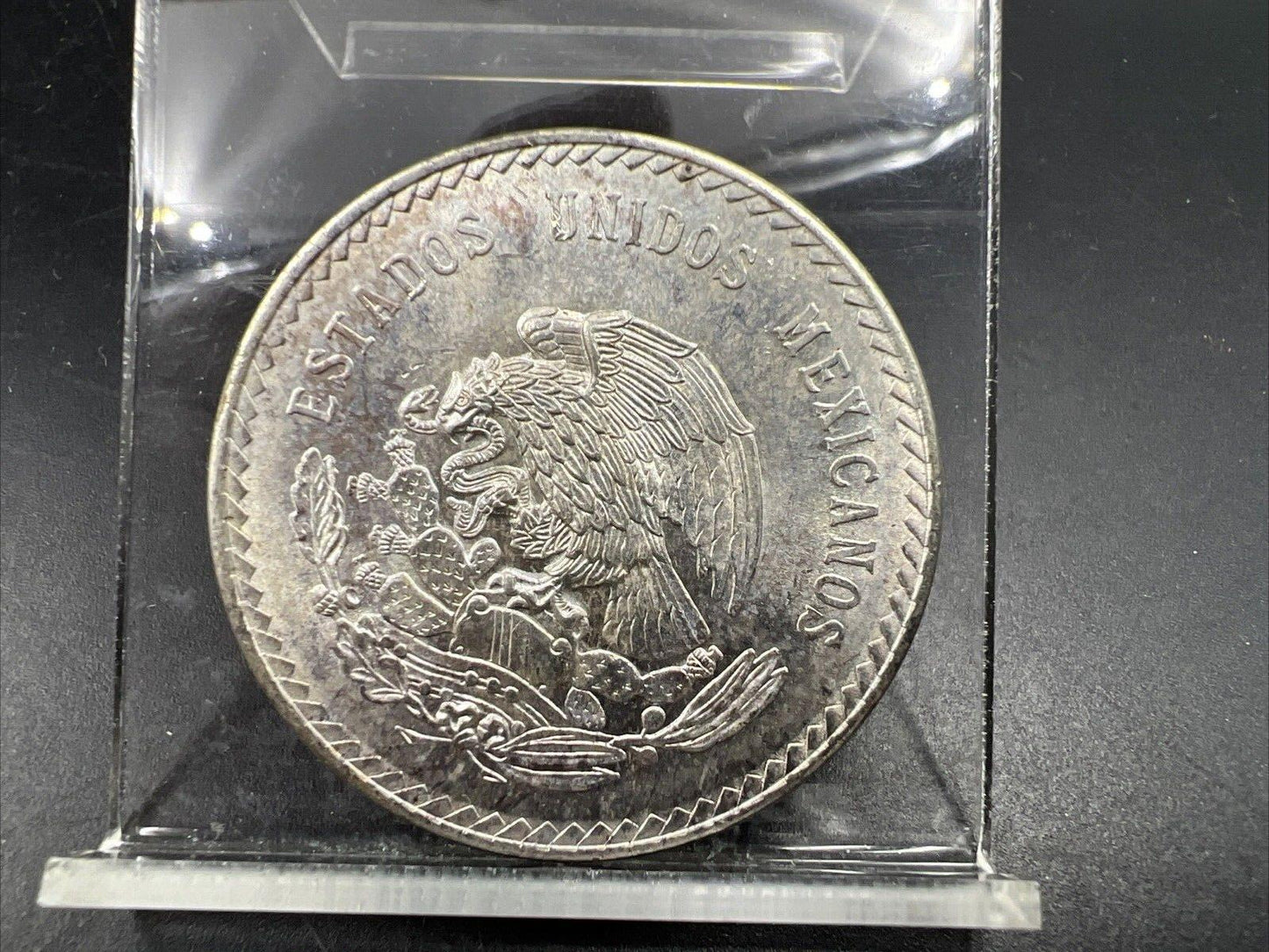 Mexico Cinco 5 Pesos 1948 Cuauhtemoc Last Aztec Emperor Silver Coin Gem BU Toner