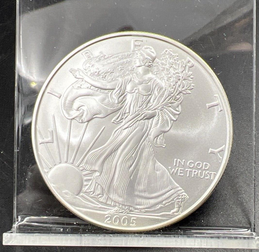 2005 1 Oz ASE American Silver Eagle Coin Gem BU UNC PQ Halo Toning Toner Reverse