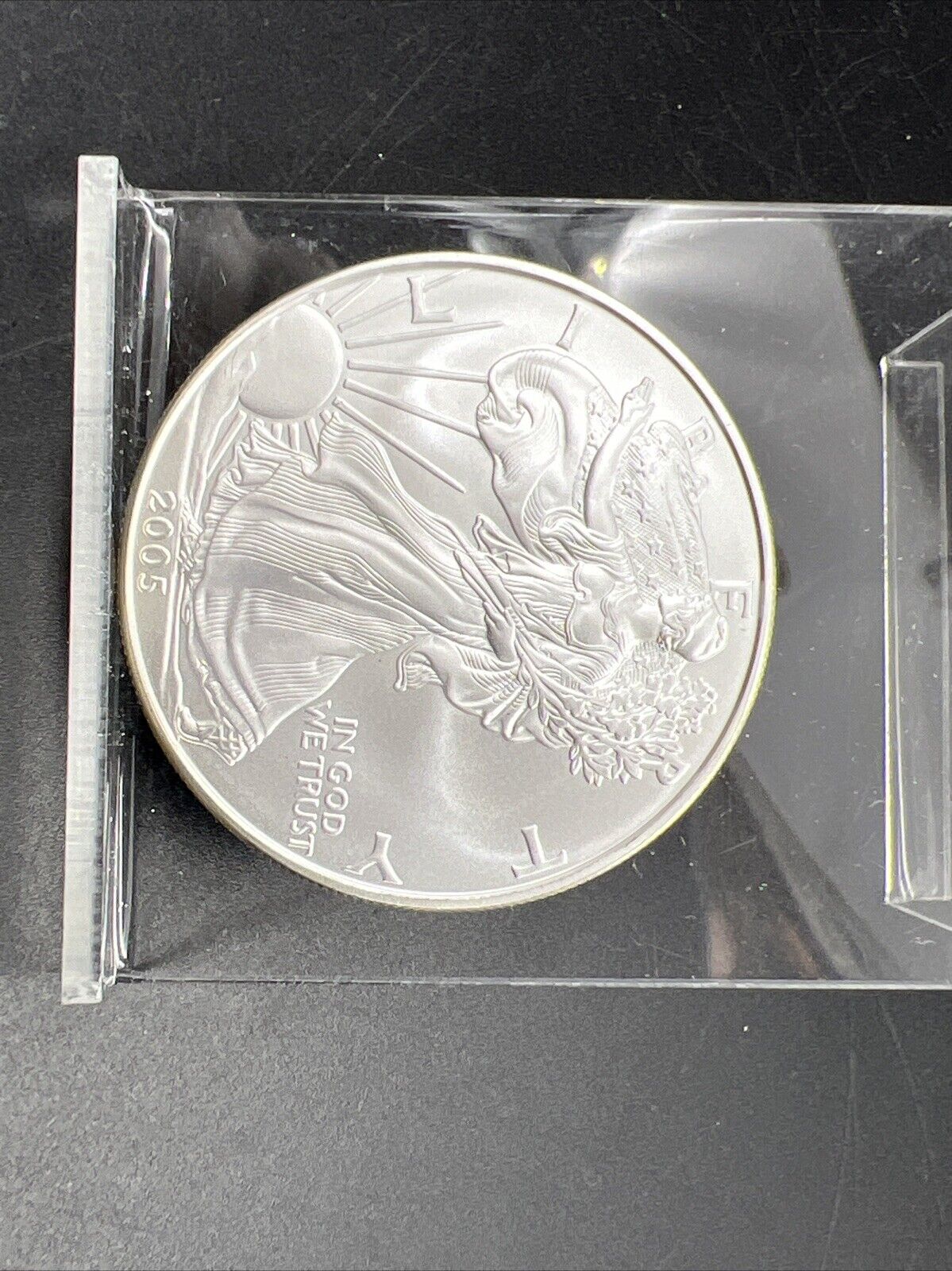 2005 1 Oz ASE American Silver Eagle Coin Gem BU UNC PQ Halo Toning Toner Reverse