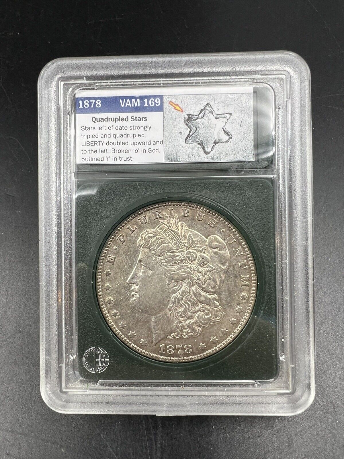 1878 P $1 Morgan Silver Dollar VAM-169 QDO Quadruple Die Obverse Stars CH AU