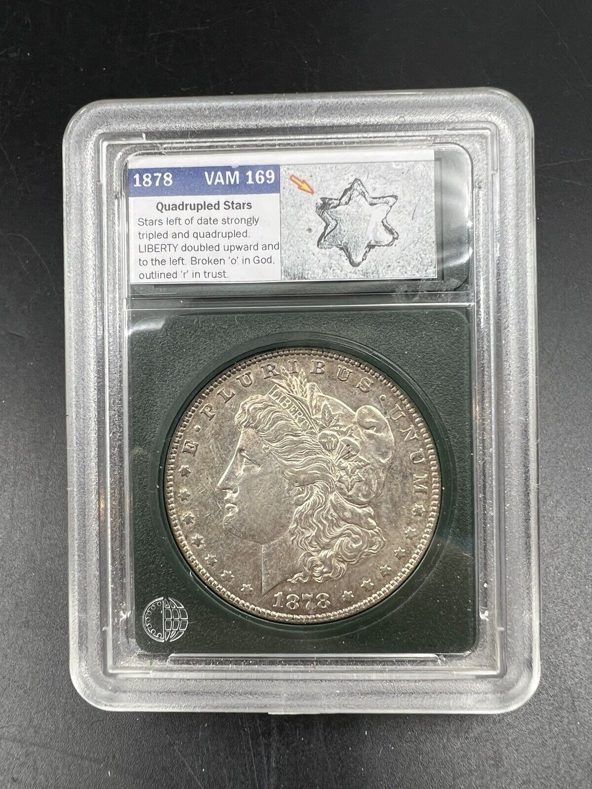 1878 P $1 Morgan Silver Dollar VAM-169 QDO Quadruple Die Obverse Stars CH AU