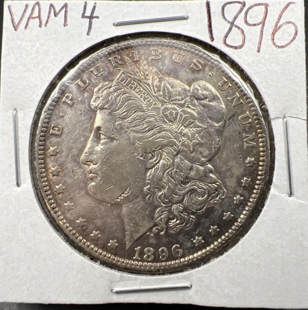 1896 P Morgan Silver Dollar Coin XF / AU VAM 4 DDO Double Die OBV Stars Variety