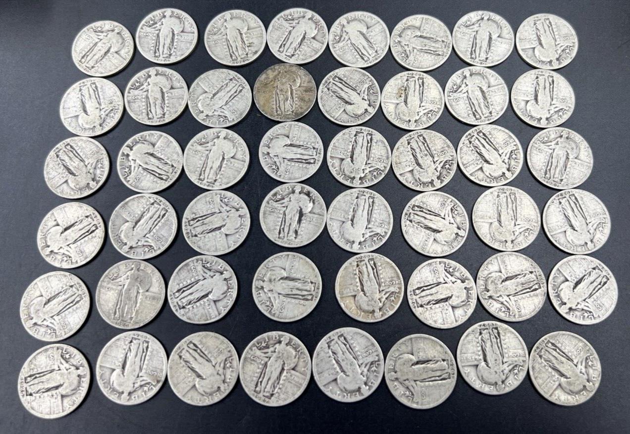 1925-30 Standing Liberty 90% SILVER Quarter 48 Coins Lot / Roll DATED G Good #B