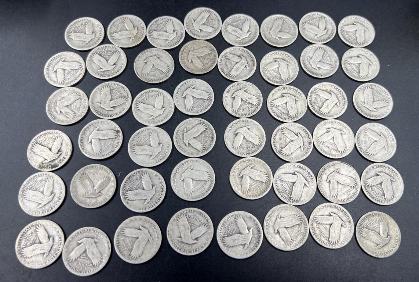 1925-30 Standing Liberty 90% SILVER Quarter 48 Coins Lot / Roll DATED G Good #B