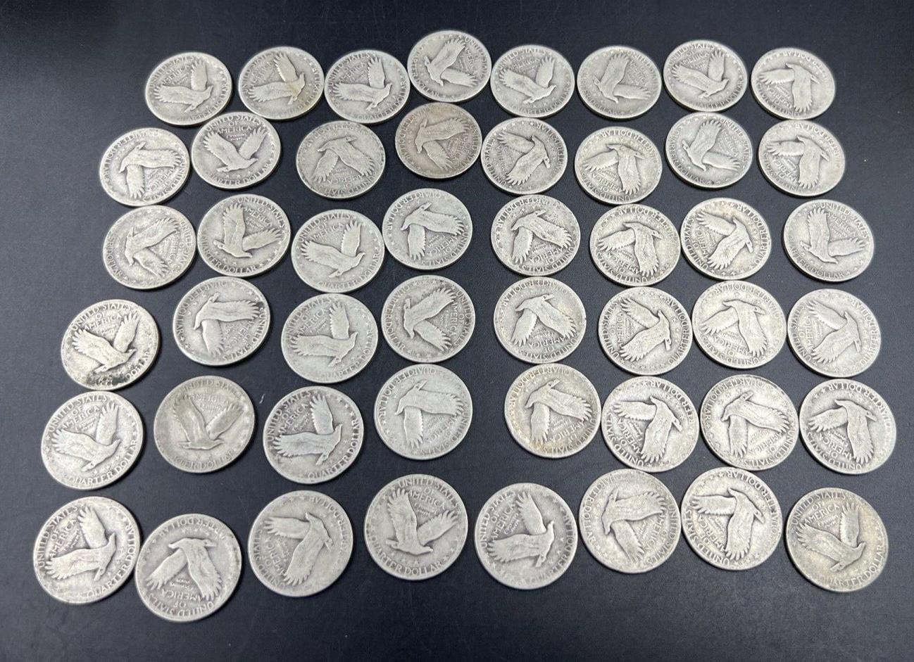 1925-30 Standing Liberty 90% SILVER Quarter 48 Coins Lot / Roll DATED G Good #B