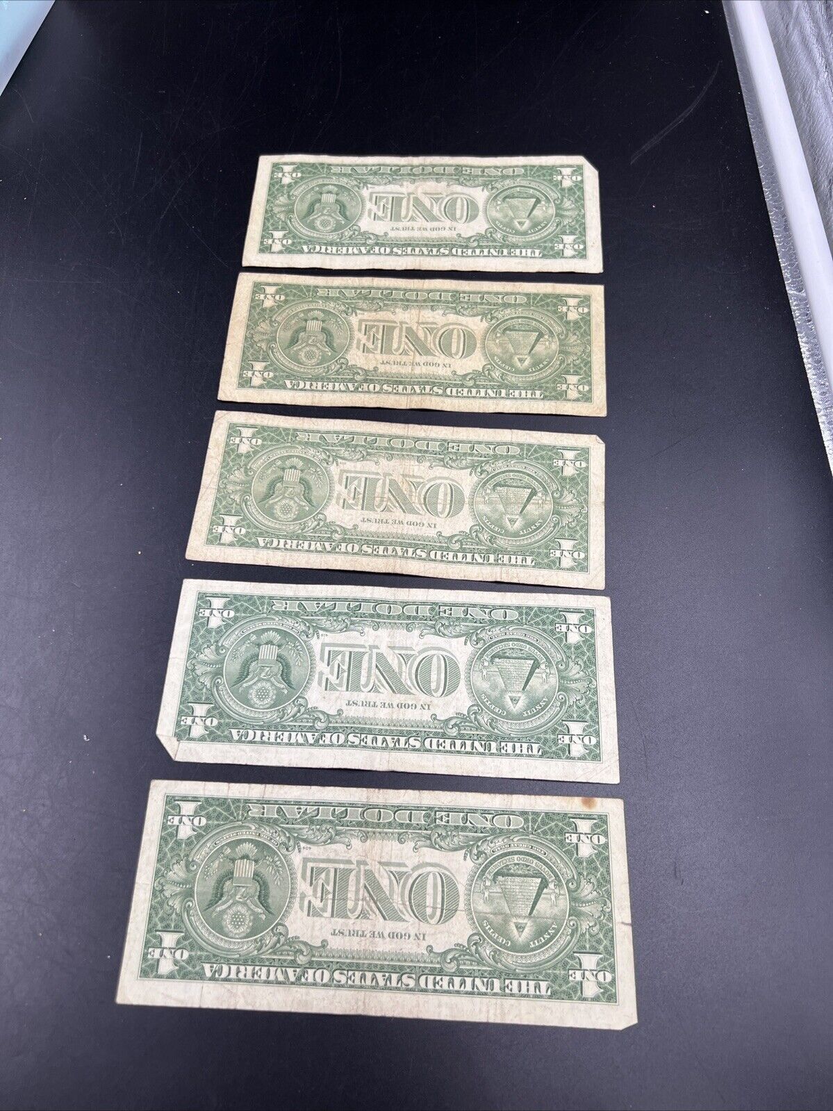 Lot of 5 1957 $1 One Dollar Blue Seal Silver Certificate Note Bills Circ VG #831