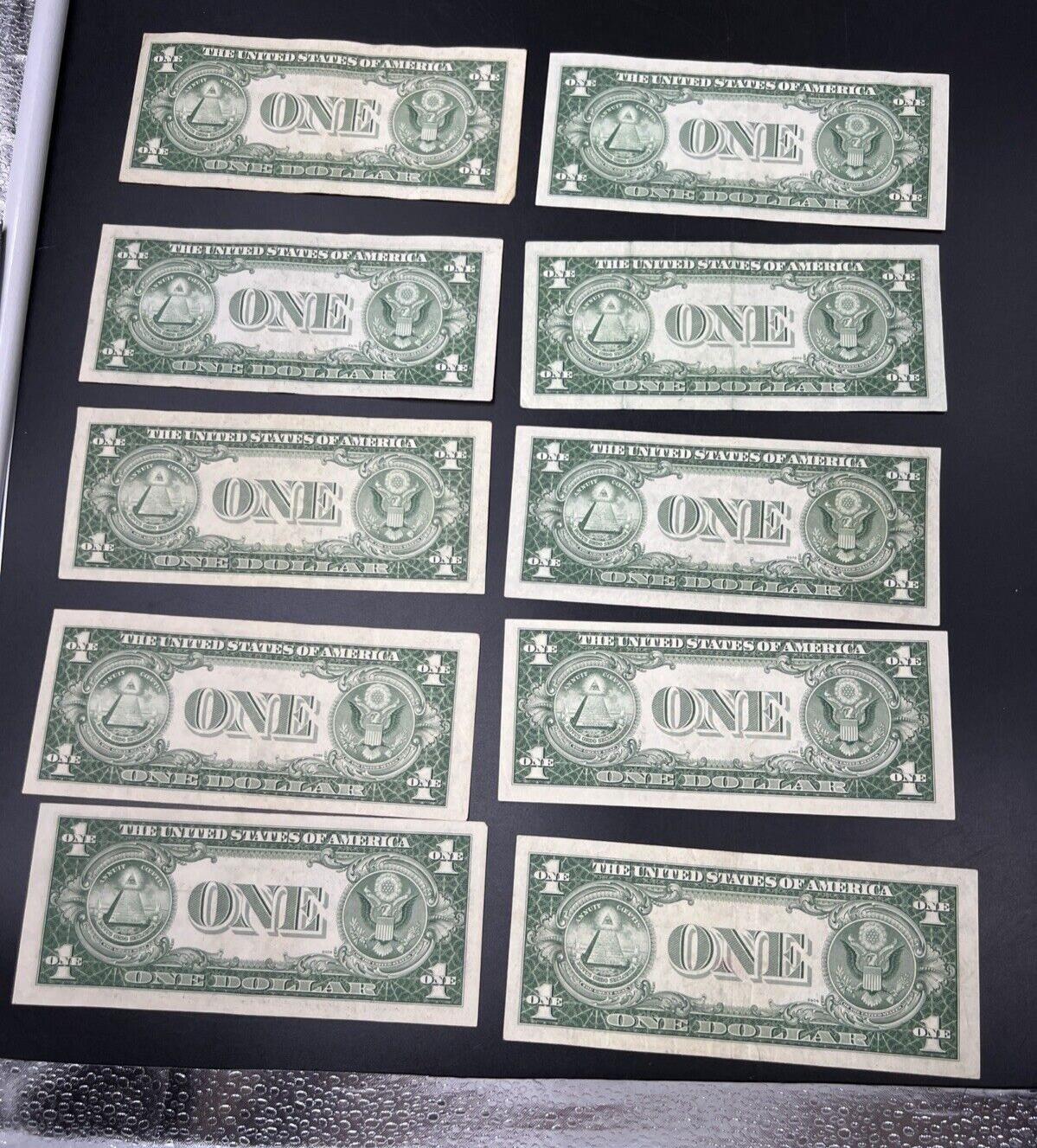 Lot of 10 1935 $1 One Dollar Blue Seal Silver Certificates Fine / VF Conditions