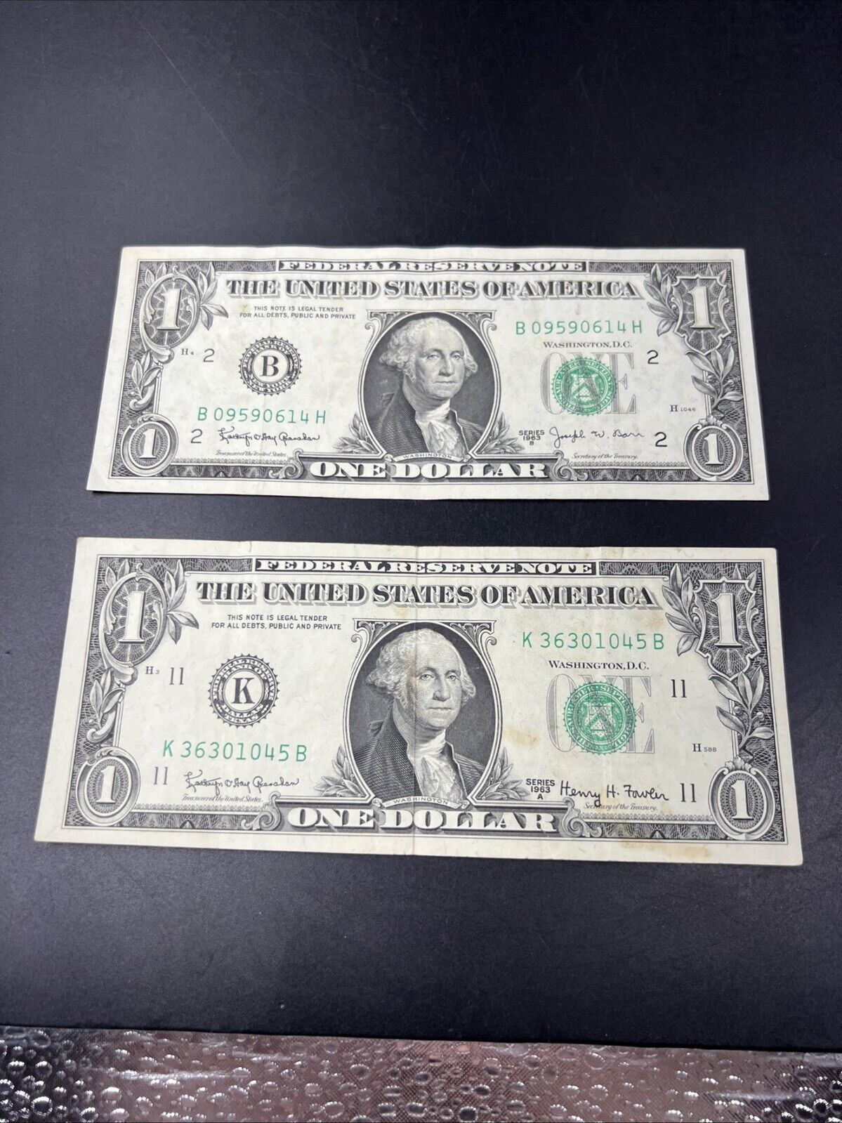 2 Note Set 1963 A & B Barr & Fowler FRN Federal Reserve Note Set VG Circ #045