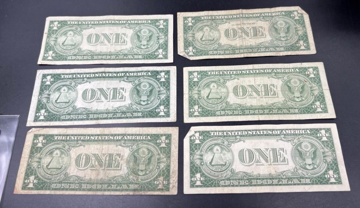 6 Note 1935 B C D E F G $1 One Dollar Blue Note Silver Certificate Set Lot VG #8