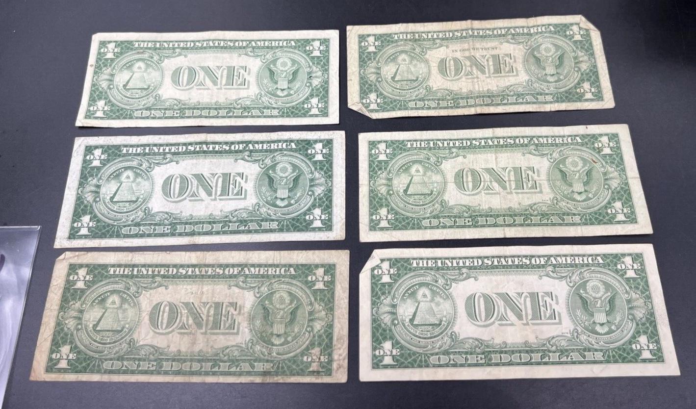 6 Note 1935 B C D E F G $1 One Dollar Blue Note Silver Certificate Set Lot VG #8