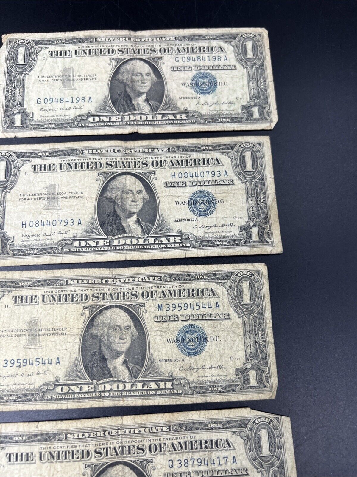 Lot of 10 1957 $1 One Dollar Blue Seal Silver Certificate Note Bills CULL #281