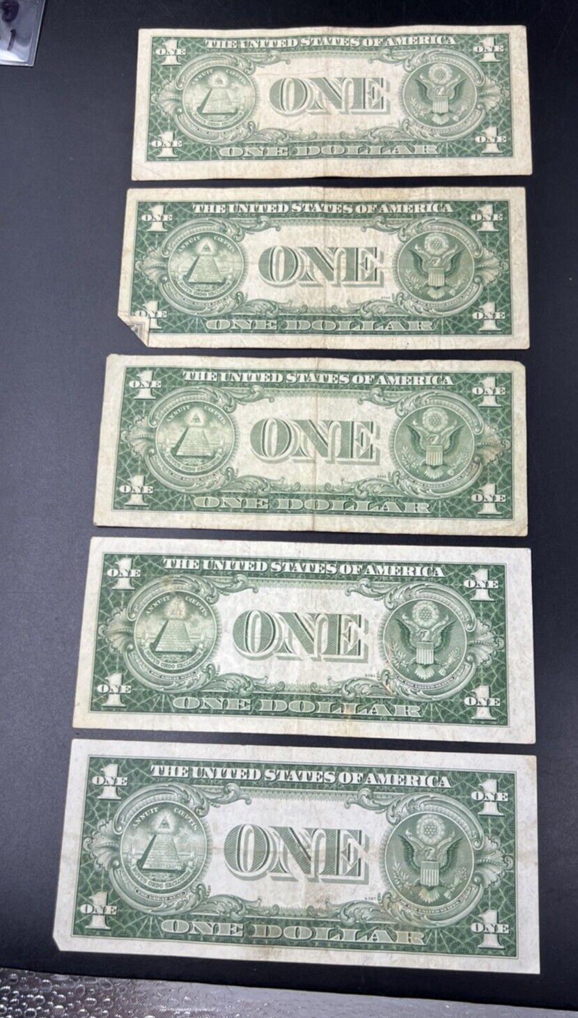 5 Note 1935 C D E F G $1 One Dollar Blue Note Silver Certificate Set Lot VG/F #4