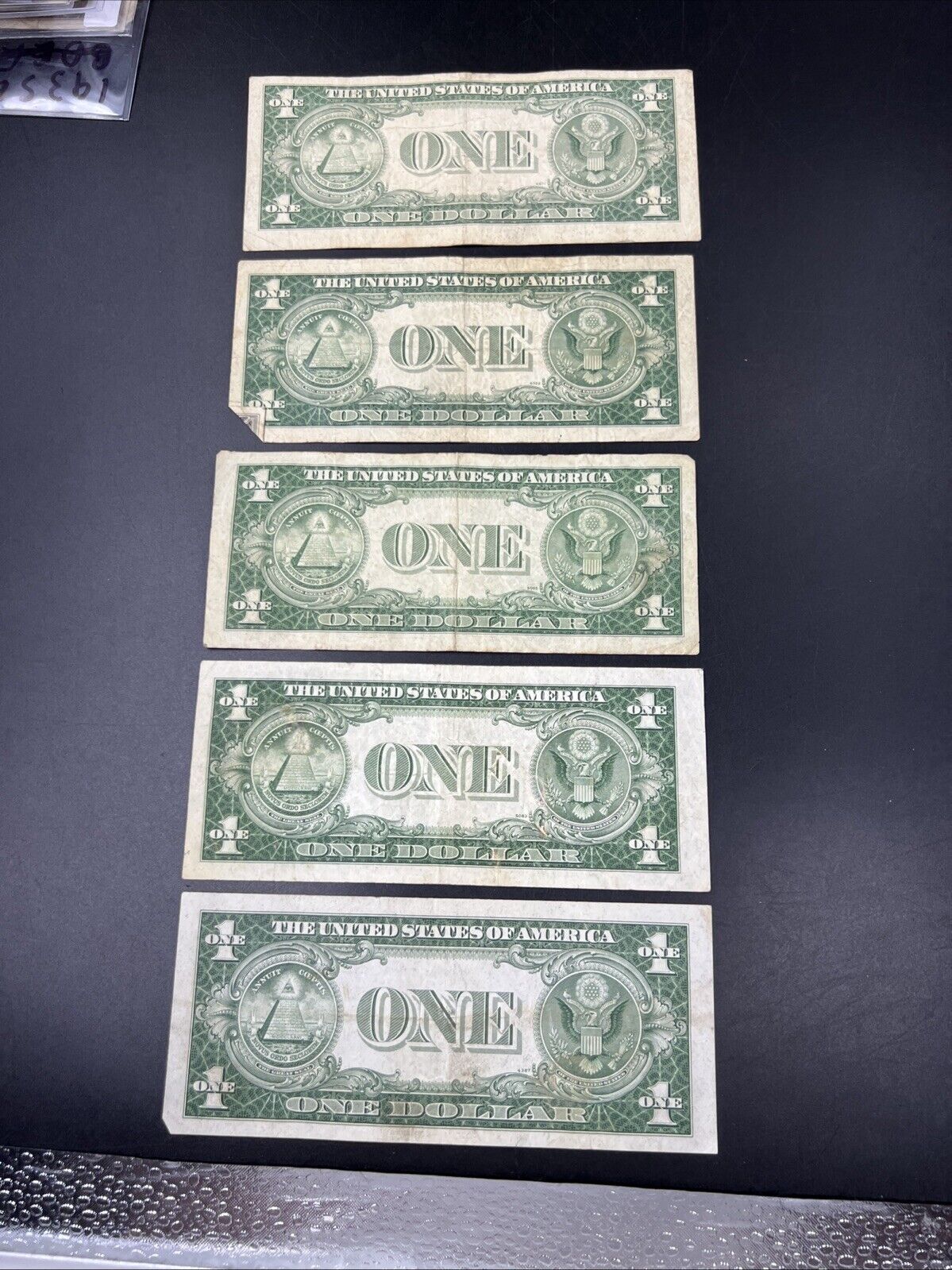 5 Note 1935 C D E F G $1 One Dollar Blue Note Silver Certificate Set Lot VG/F #4