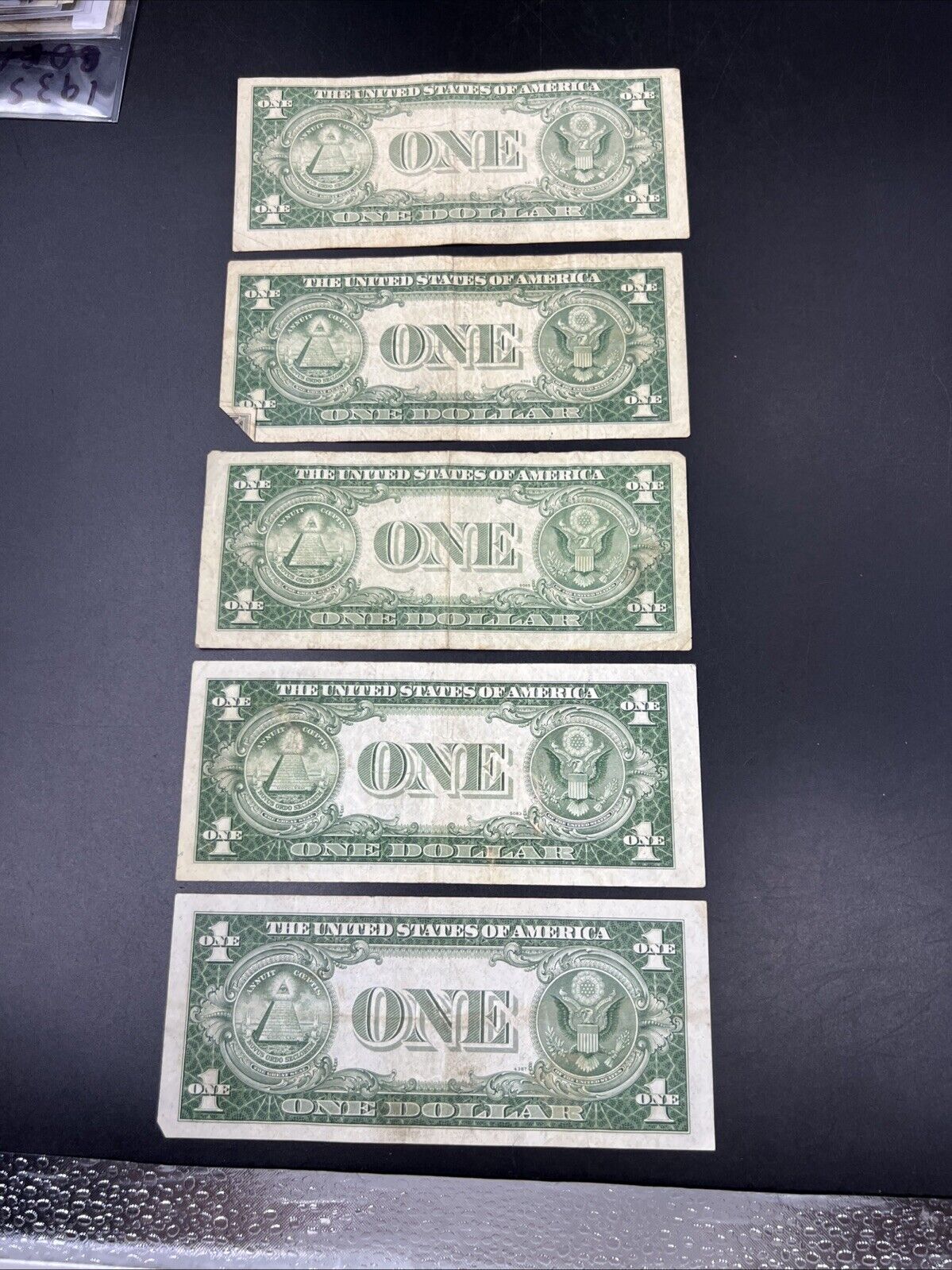 5 Note 1935 C D E F G $1 One Dollar Blue Note Silver Certificate Set Lot VG/F #4