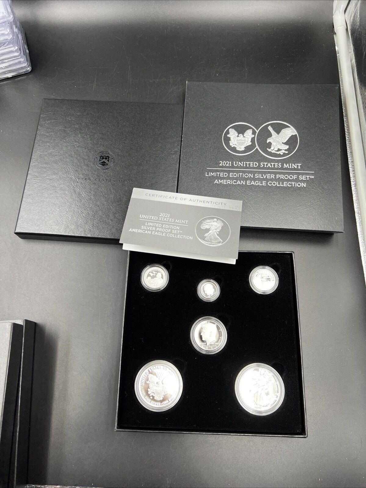 2021 6 Coin Limited Edition Silver Proof Set with Type 1 & @ ASE Silver Eagles