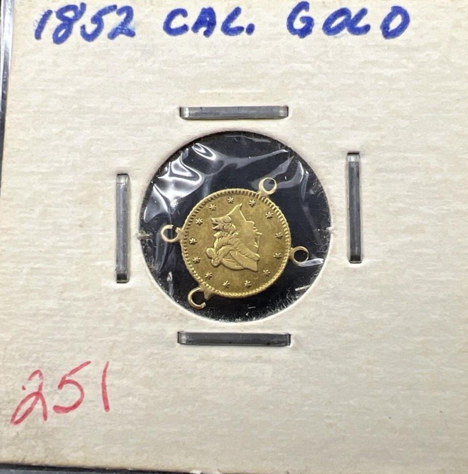 1852 California Fractional Gold Half Dollar Coin VF Details Jewelry Mount