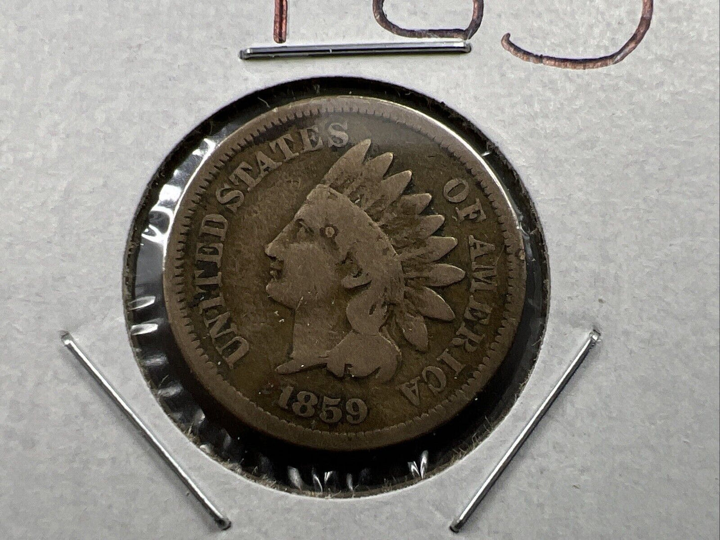 1859 1c Indian Head Cent Penny Coin Choice VG Very Good Circ First Year of Issue