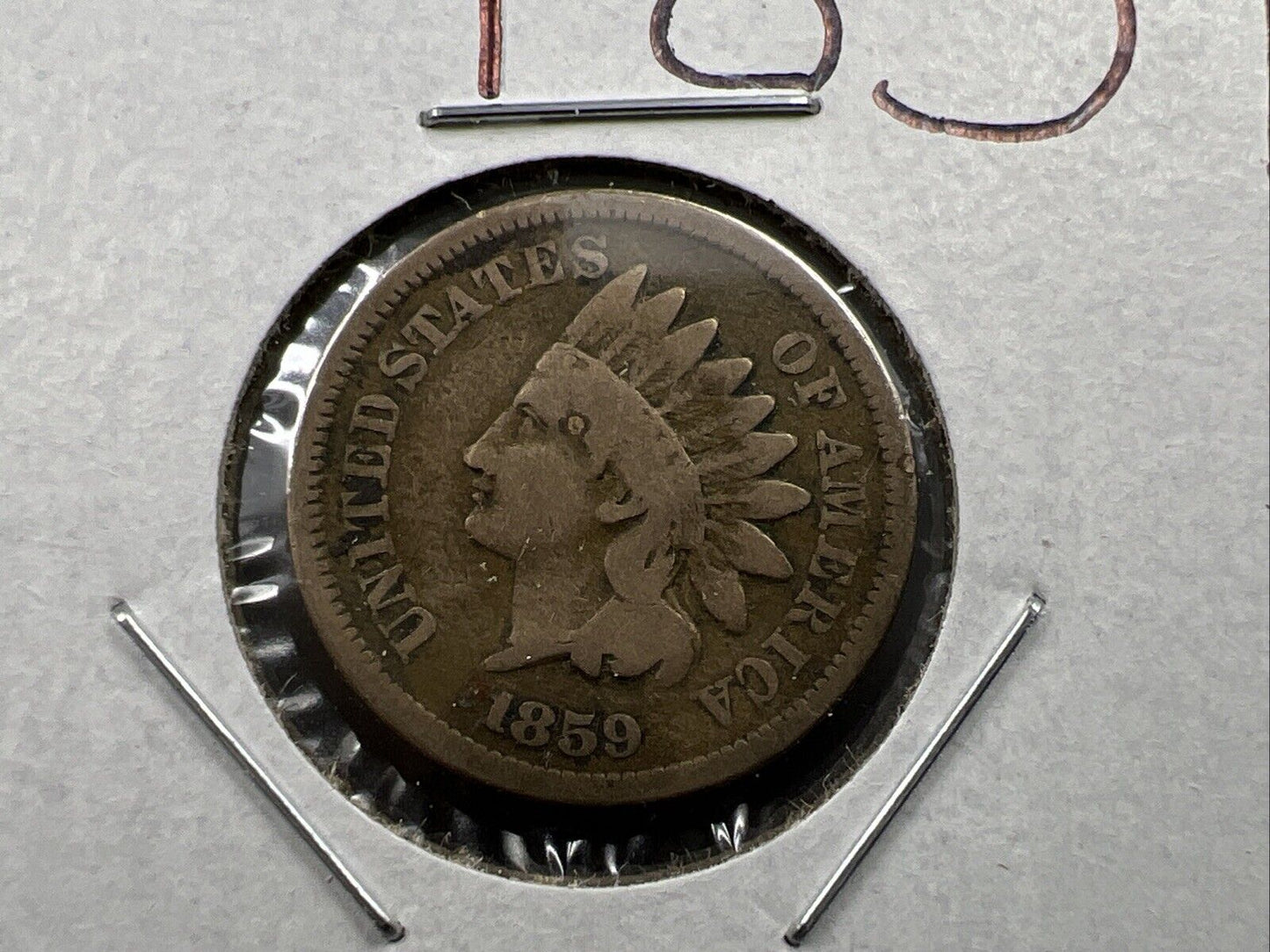 1859 1c Indian Head Cent Penny Coin Choice VG Very Good Circ First Year of Issue