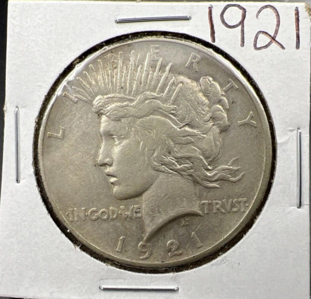 1921 P $1 Peace Silver Dollar Coin Choice VF Very Fine Circ