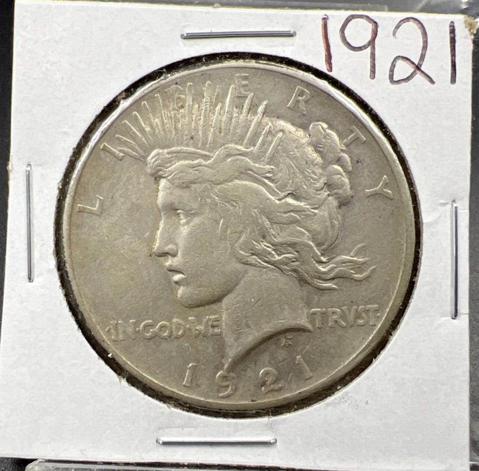 1921 P $1 Peace Silver Dollar Coin Choice VF Very Fine Circ