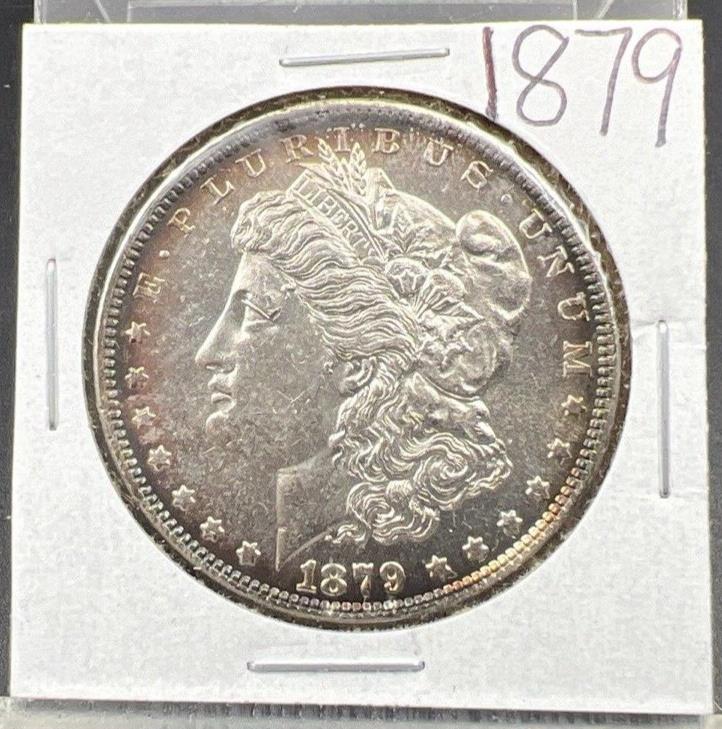 1879 P $1 Morgan Silver Dollar Coin Choice AU About UNC Nice Toning