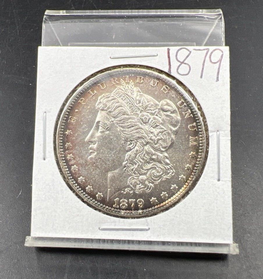 1879 P $1 Morgan Silver Dollar Coin Choice AU About UNC Nice Toning