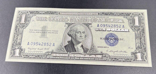 ENHANCED 1957 A $1 One Dollar Blue Seal Silver Certificate Note Bill UNC #852