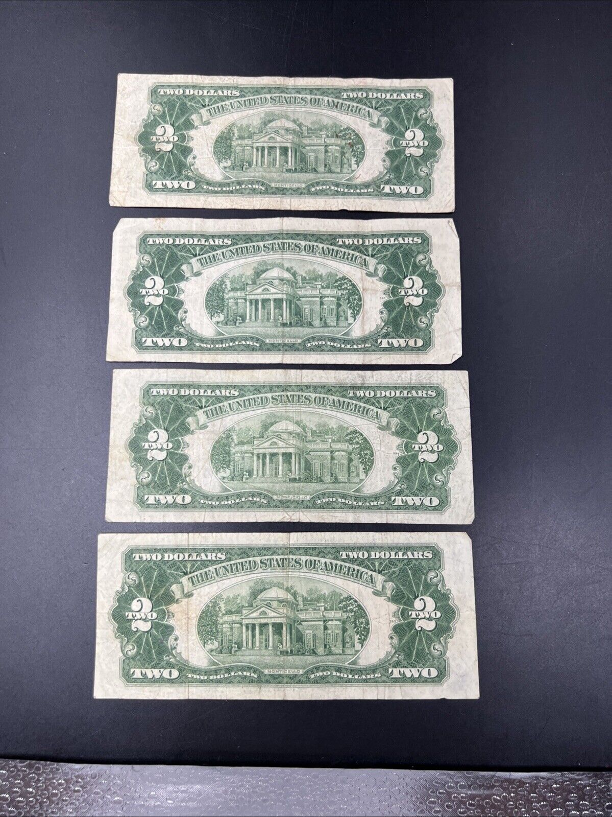 4 NOTE SET 1953 + A B & C $2 Red Seal Legal Tender Currency Note Bills VG #546